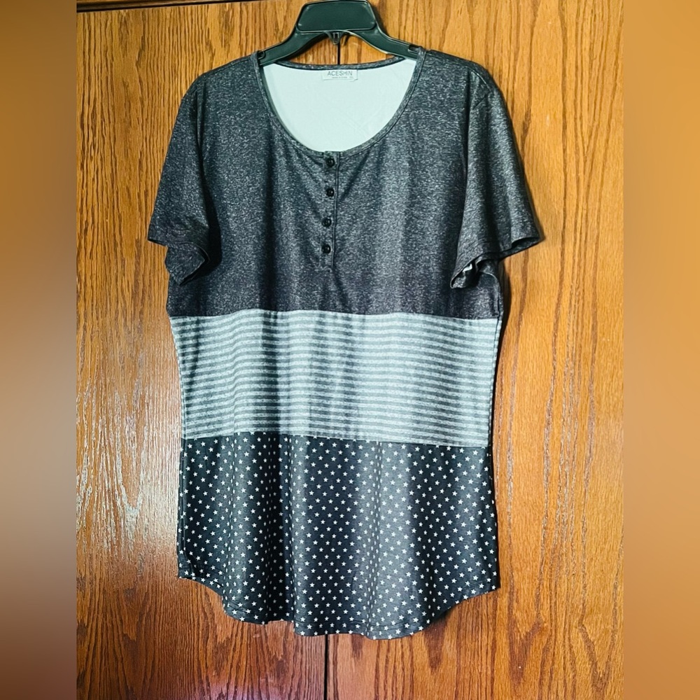Aceshin Star’s & Striped Print Casual T-shirt Pre-owned